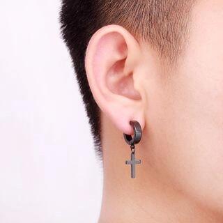 Cross Huggie Earring/Clip-On Earring 1 Pc - Earring - Multicolor by Prushia