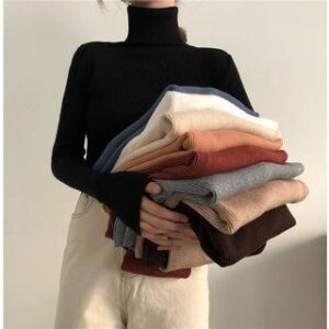 Turtleneck Long-Sleeve Knit Top White 94244962