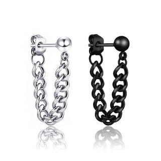 Unisex Stainless-Steel Chained Earring 1 Pair - Black | Prushia by Prushia