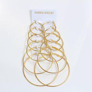 Set of 6 Pairs: Hoop Earrings Gold | PANGU by PANGU