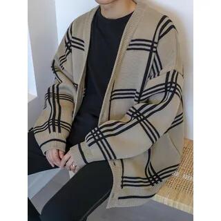 Oversized Plaid Cardigan Black Yellow | MRCYC by MRCYC