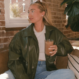 Abbi PU Olive Bomber Jacket
