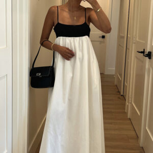 Akari White Contrast Maxi Dress