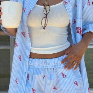 Alexea Lobster Print Pajama Shorts