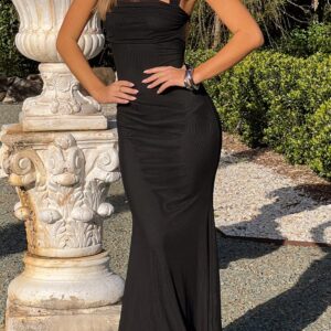 Amberley Black Mesh Formal Maxi Dress