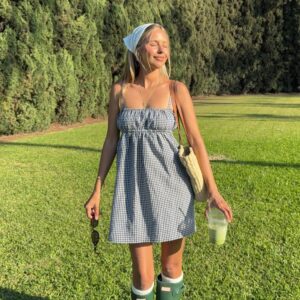 Avara Black Gingham Mini Dress