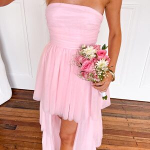 Avery Pink High-Low Maxi Dress