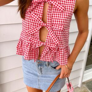 Baxter Red Gingham Top