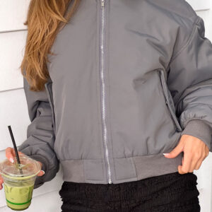 Benson Grey Puff Bomber Jacket