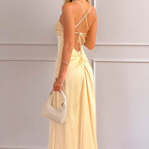 Blaise Yellow Satin Maxi Dress