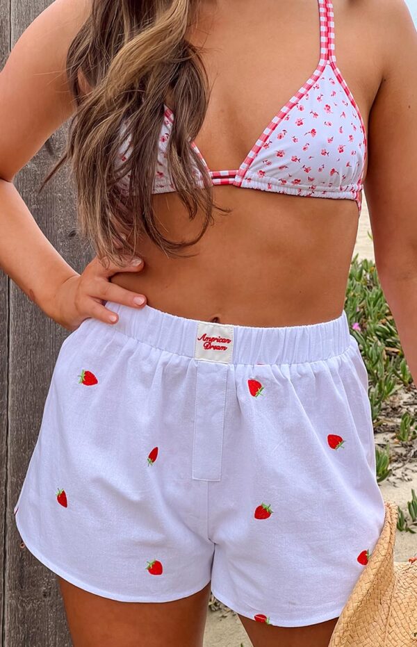 Brad White Strawberry Embroidered Boxer Shorts
