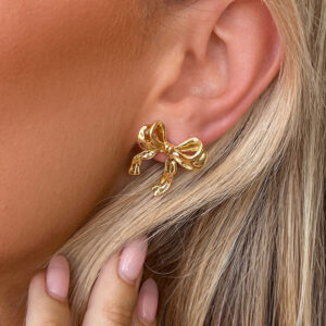 Calista Gold Bow Earrings