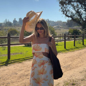 Coen Orange Floral Strapless Maxi Dress