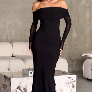 Coraline Black Long Sleeve Maxi Dress