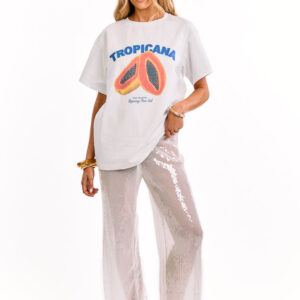 Cordelia White Sequin Wide Leg Pants