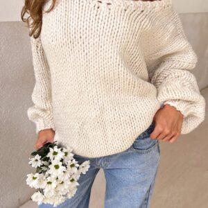 Delvey Cream Chunky Knit Sweater