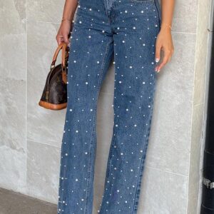 Denim Dazzle Pearl Mid Wash High Waisted Jeans