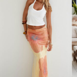 Denzel Yellow Floral Sequin Maxi Skirt