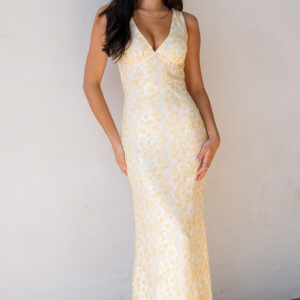 Farida Yellow Lace Maxi Dress