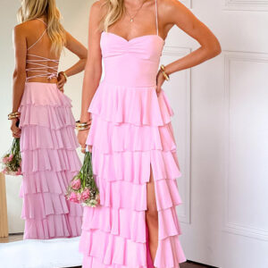 Georgie Pink Ruffle Maxi Dress