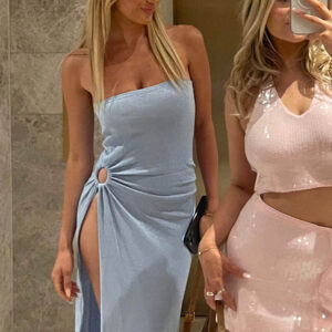 Girls’ Night Out Blue Knit Midi Dress