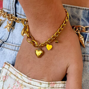 Gold Heart Chain Bracelet