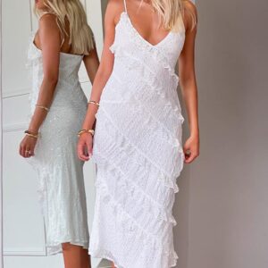 Hudson White Ruffle Maxi Dress