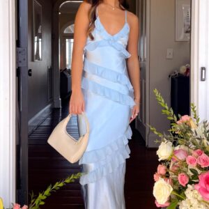 Inara Blue Ruffle Maxi Dress