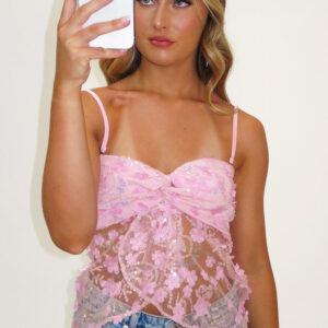 Isabella Pink Sequin Strapless Top