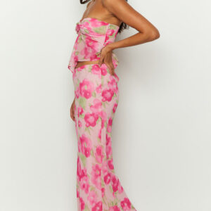 Jacqulin Pink Floral Print Maxi Skirt