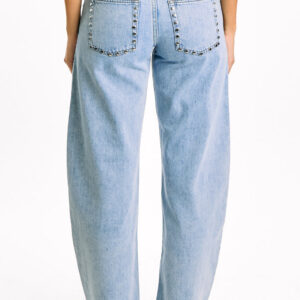 Jannina Light Wash Denim Studded Low Rise Jeans