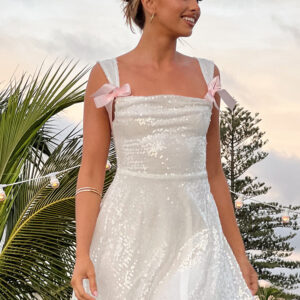 Kairos White Sequin Mini Dress