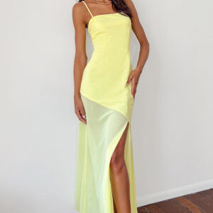Karmic Yellow Chiffon Maxi Dress