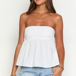 Klee White Strapless Tie Back Top