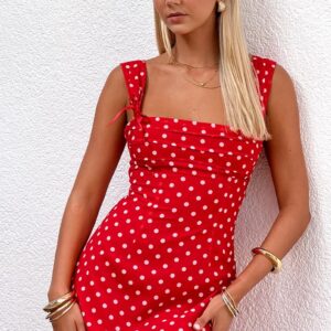 Layla Red Polka Dot Tie Back Mini Dress