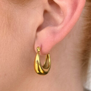 Lucetta Gold Oval Statement Hoop Earrings