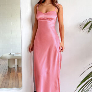 Marbelle Pink Satin Maxi Dress