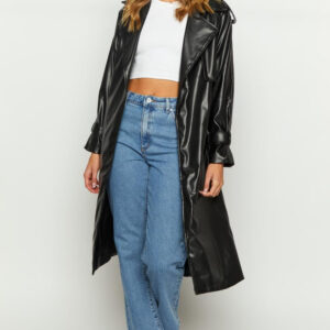 Midnight Mirage Black PU Trench