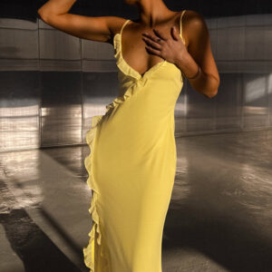Nahanee Yellow Ruffle Maxi Dress