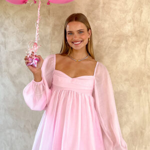 Narla Pink Long Sleeve Mini Dress