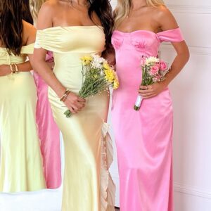 Naveah Pink Off Shoulder Maxi Dress