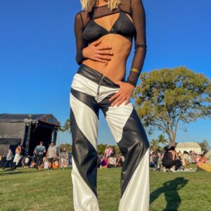 Night Rider PU White Contrast Pants