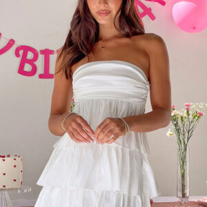 One Wish White Strapless Mini Dress