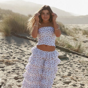 Paisley White Floral Strapless Top