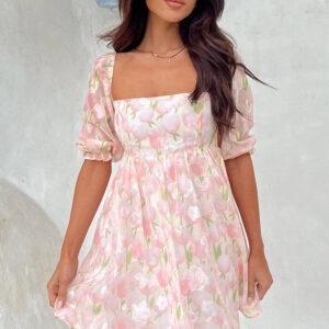 Rubi Pink Floral Babydoll Mini Dress