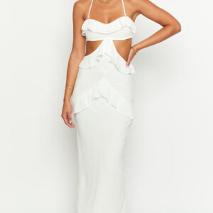 Ryder White Strapless Ruffle Maxi Dress