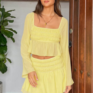 Sean Yellow Chiffon Long Sleeve Top