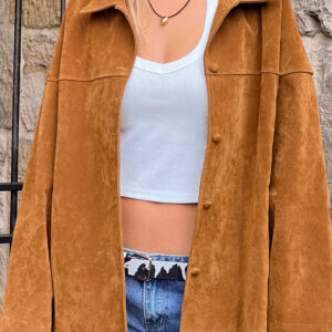 Suki Tan Suede Oversized Jacket