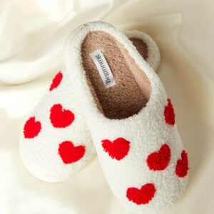 Sweetheart Sole White Love Heart Slippers