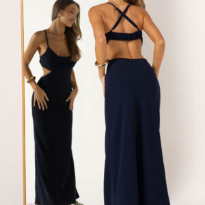 Taleah Navy Crepe Formal Maxi Dress
